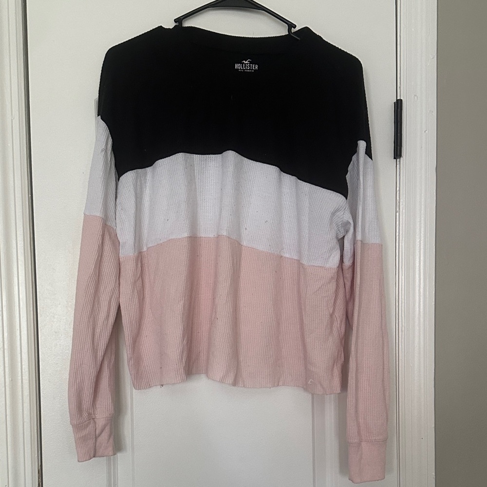 Hollister Women's Colorblock Sweatshirt - Black, White, Pink